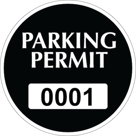 Lustre-Cal Vinyl Permanent Parking Permit Black 3in x 3in  Circle Serialized 001-050, 50PK 253748PvWh1KDi0001